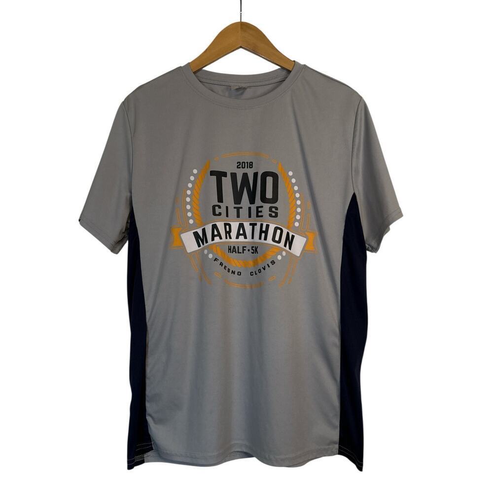 M & M Women 2018 Two Cities Marathon Sports Half 5K Running T-Shirt Size L Gray